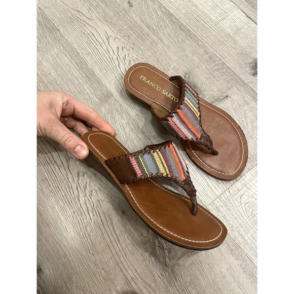 Anthropologie Franco Sarto Boho Serape Are Stripe Sandals size 6 - Picture 1 of 8
